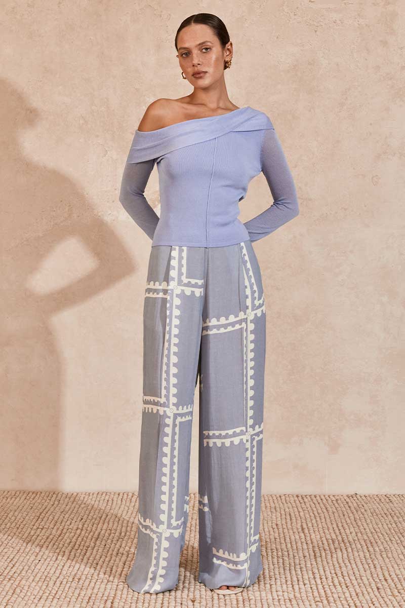 MON RENN Azul Knit Top - Heron Blue