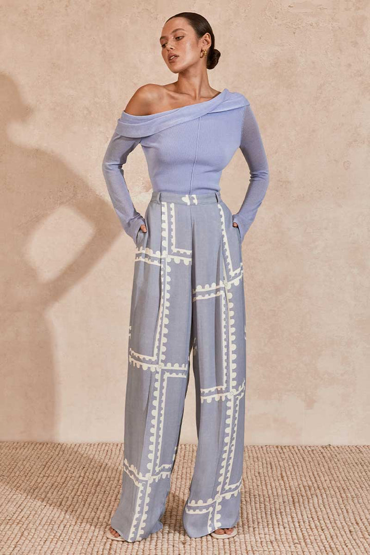 MON RENN Azul Knit Top - Heron Blue