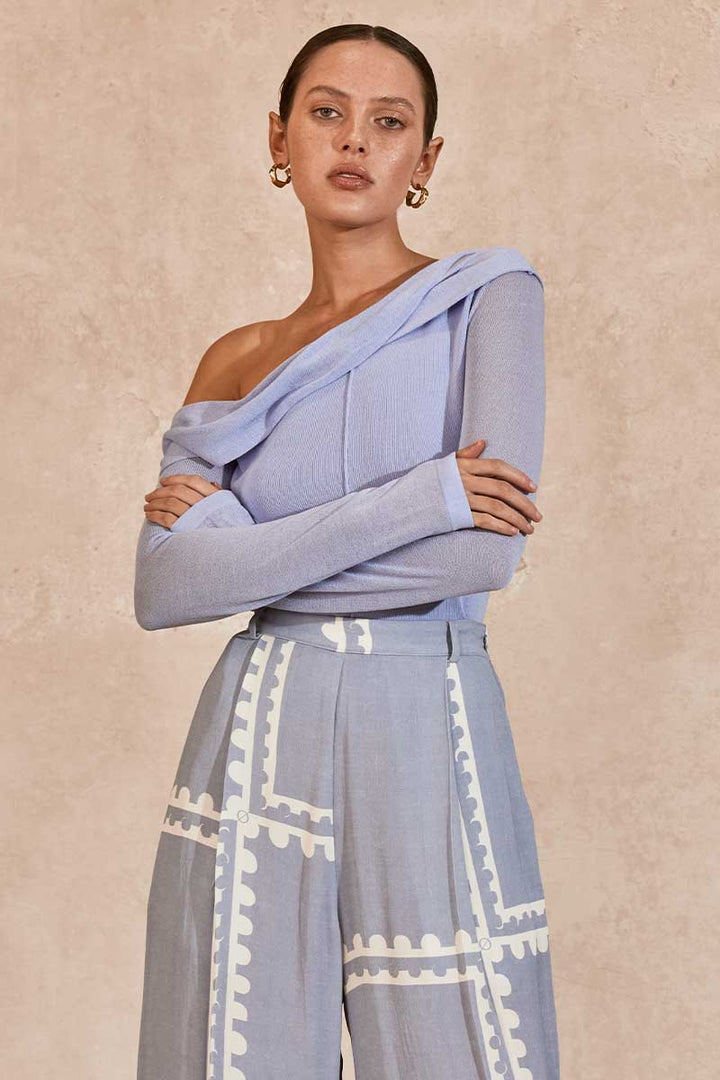 MON RENN Azul Knit Top - Heron Blue