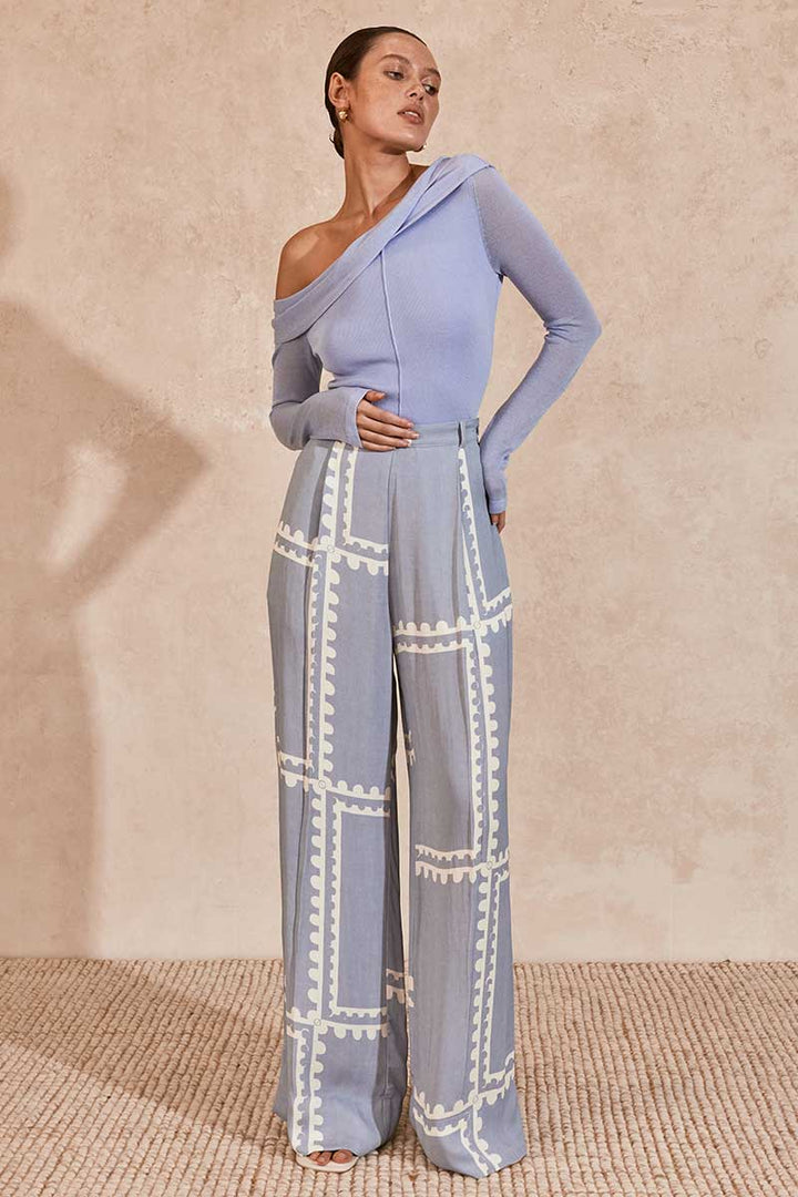 MON RENN Azul Knit Top - Heron Blue