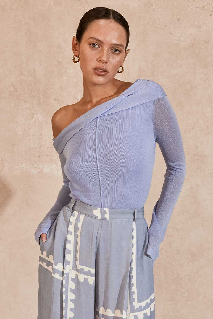 MON RENN Azul Knit Top - Heron Blue