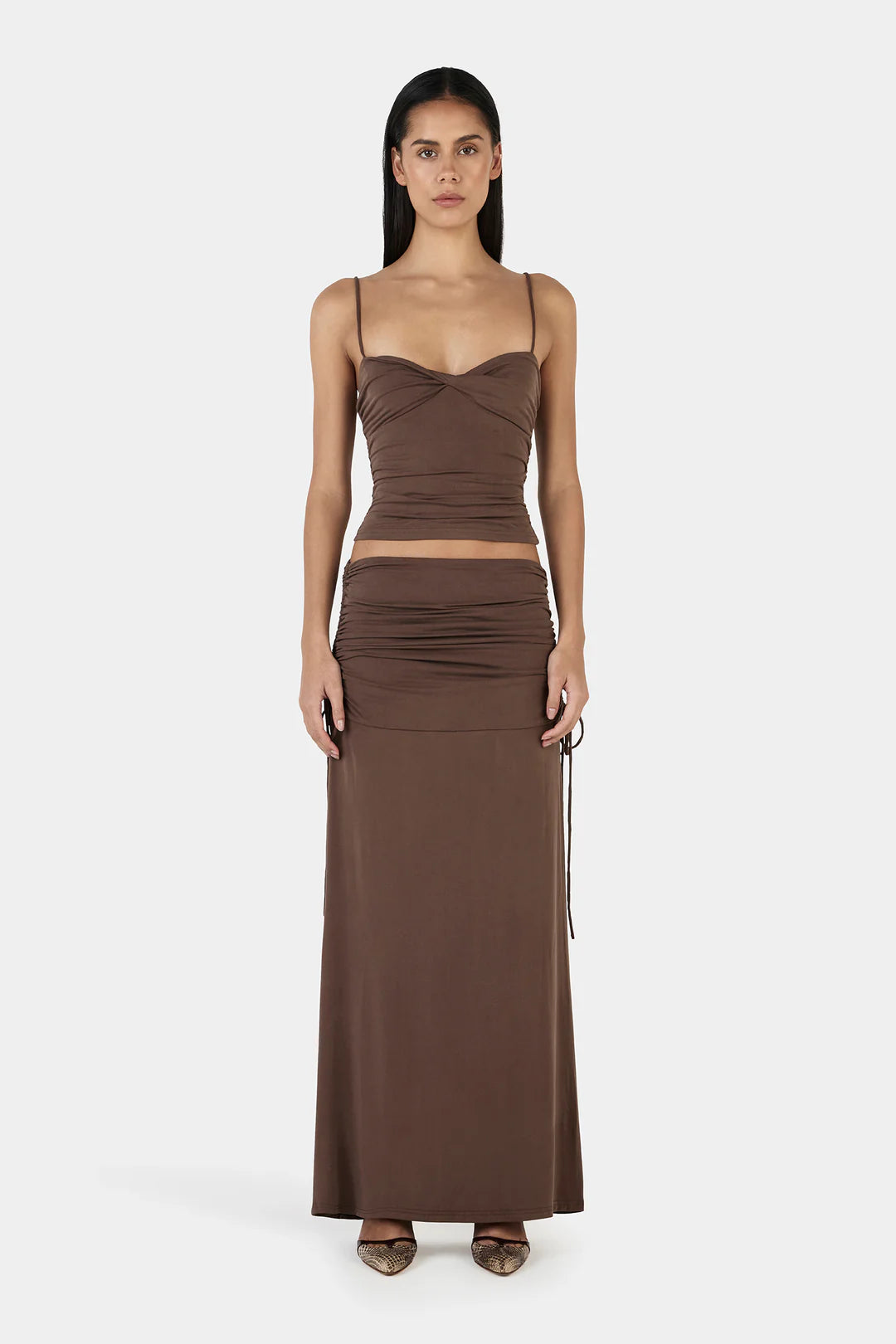 Ownley Heather Maxi Skirt-Chocolate