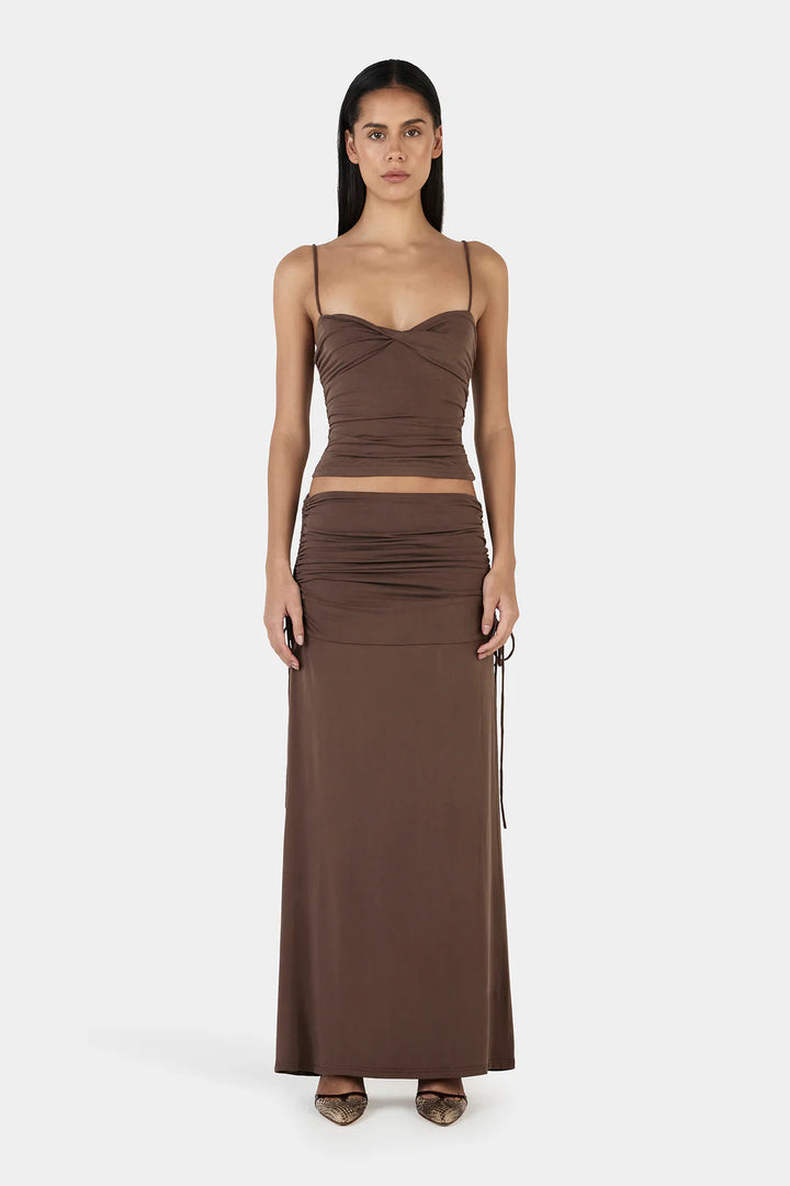 Ownley Heather Maxi Skirt-Chocolate
