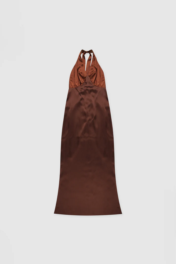 The Wolf Gang Oahu Slip Maxi Dress - Chocolate