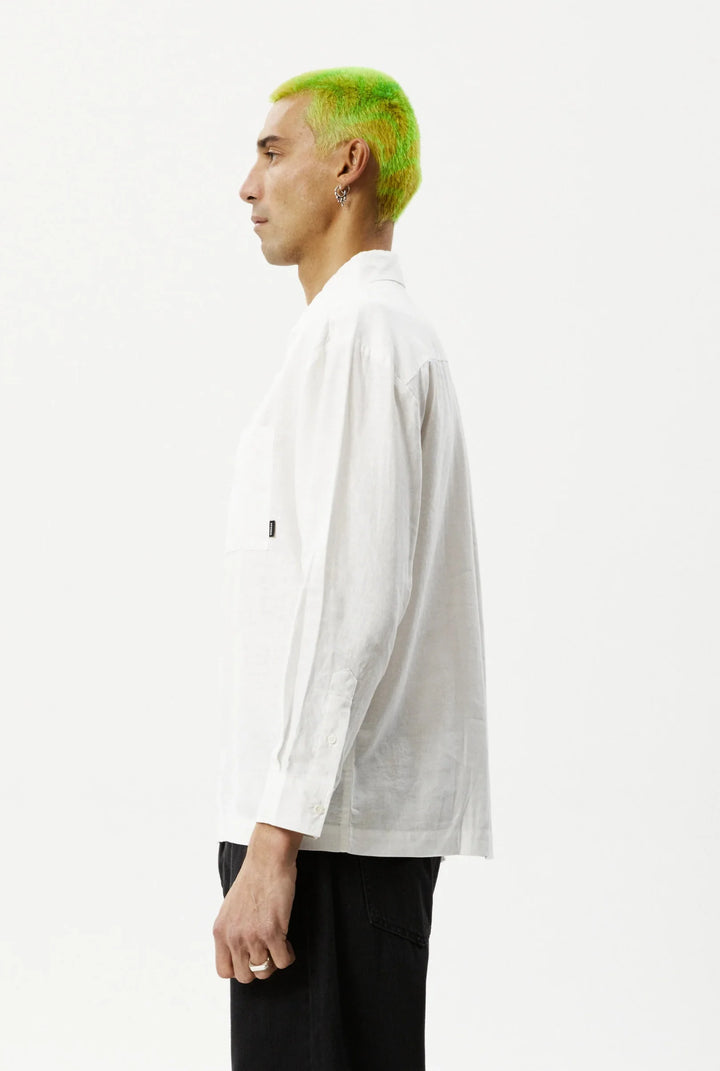 Afends Cuban Long Sleeve Shirt - White