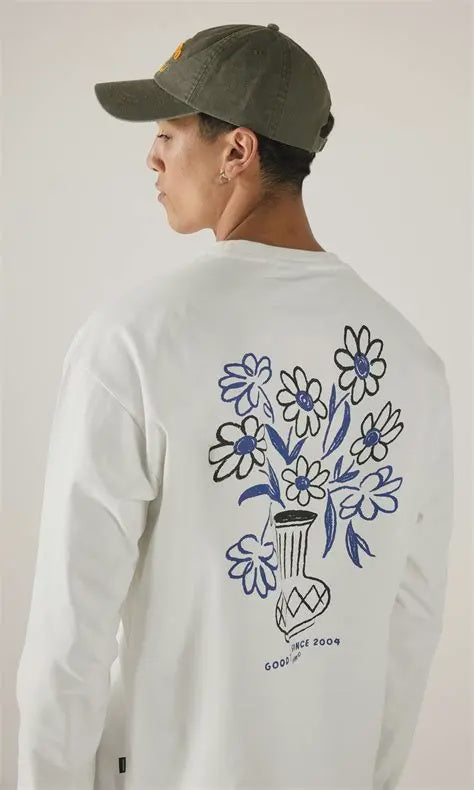 Dr Denim Caiden Long Sleeve - Off White Flower