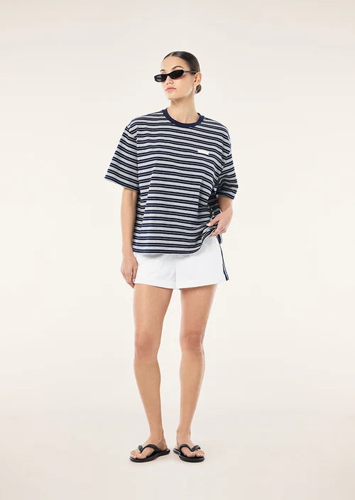 P.E Nation Oversized Spark Tee - Dark Navy/Stripe