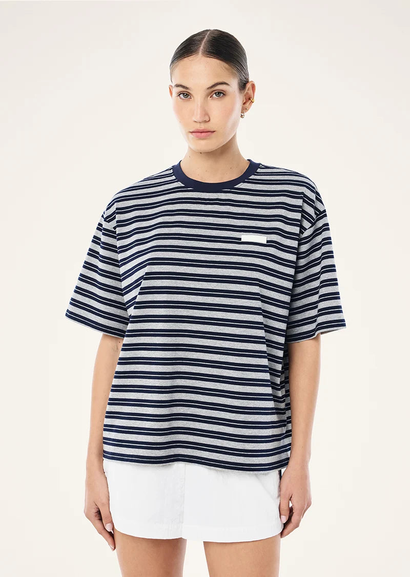 P.E Nation Oversized Spark Tee - Dark Navy/Stripe
