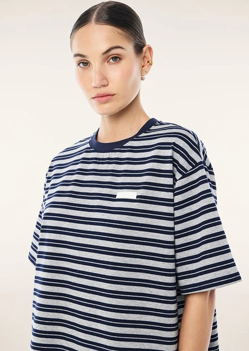P.E Nation Oversized Spark Tee - Dark Navy/Stripe