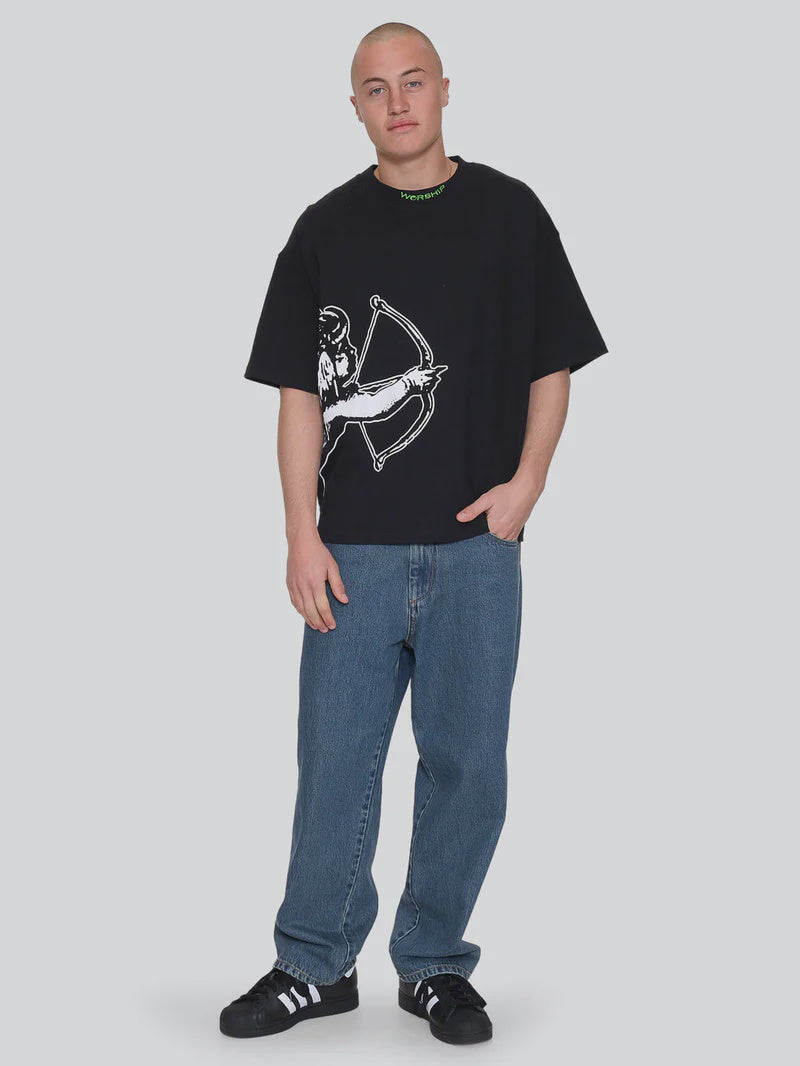 Worship Supplies Cherub Box Fit Cropped Tee - Black