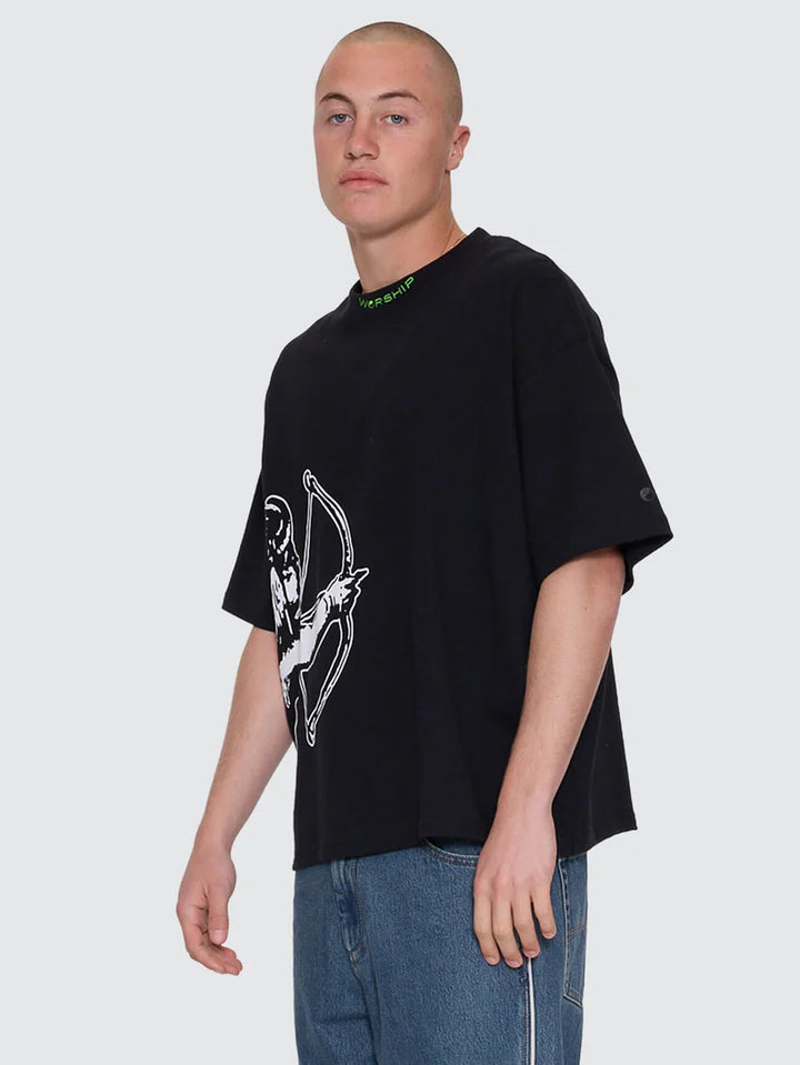 Worship Supplies Cherub Box Fit Cropped Tee - Black