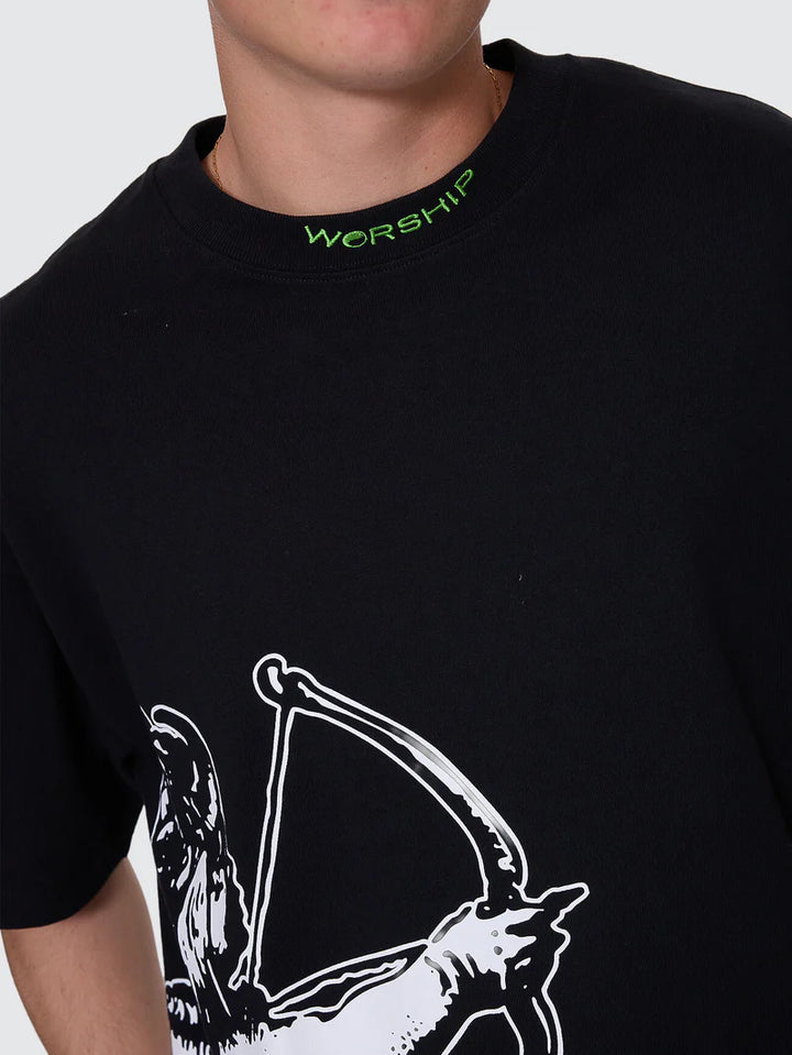 Worship Supplies Cherub Box Fit Cropped Tee - Black