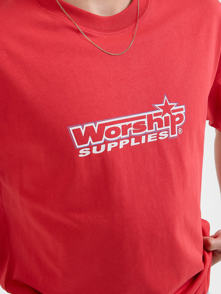 Worship Supplies Push Off Tee - Lucky Red