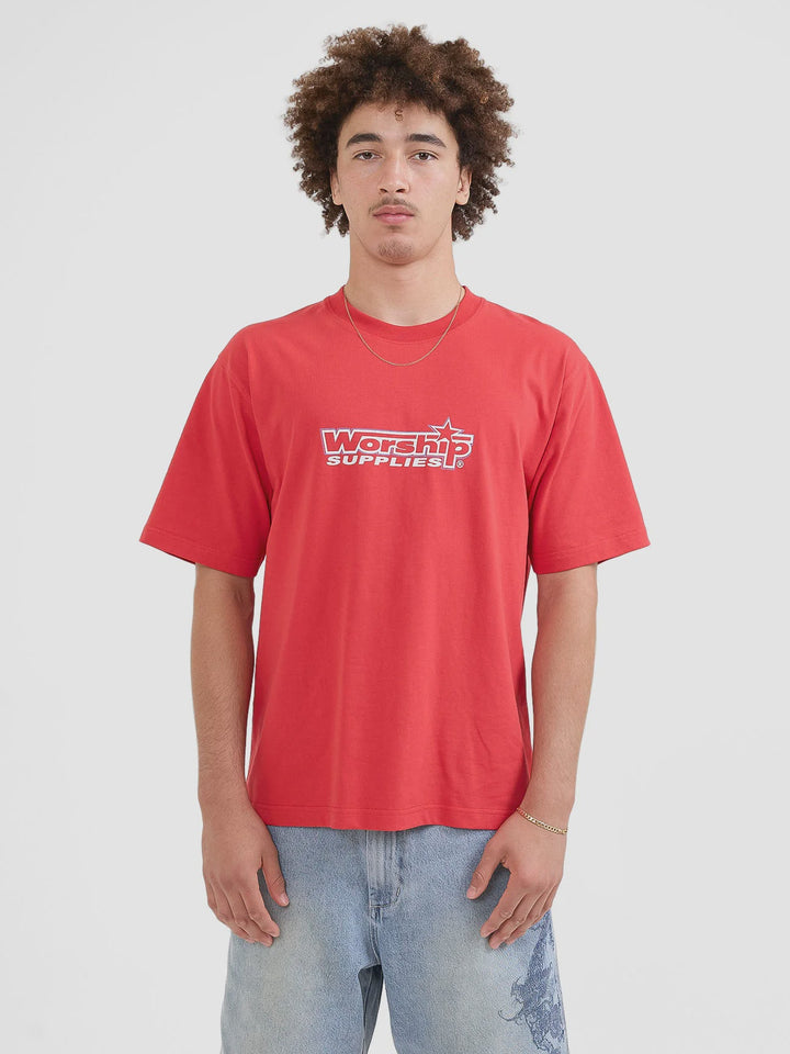 Worship Supplies Push Off Tee - Lucky Red