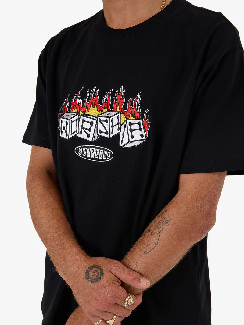 Worship Supplies Snake Eyes Embro Tee - Black