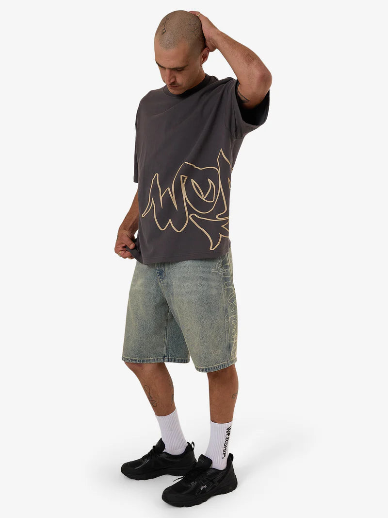 Worship Supplies Sprays Oversized Tee - Worn Black