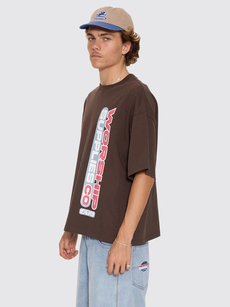 Worship Supplies Globo Box Crop Tee - Ganache
