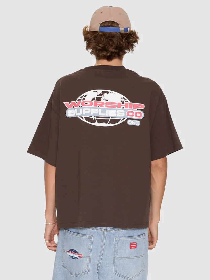 Worship Supplies Globo Box Crop Tee - Ganache