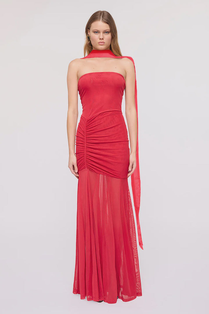 Suboo Phoenix Bustier Maxi Dress-Red