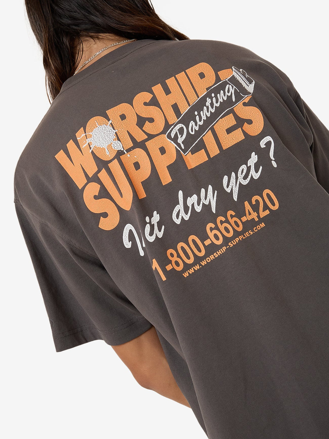 Worship Supplies Dry Paint Tee - Worn Black