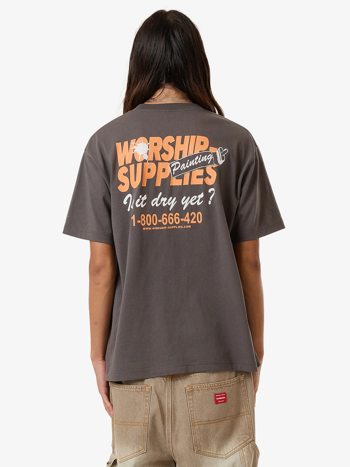 Worship Supplies Dry Paint Tee - Worn Black