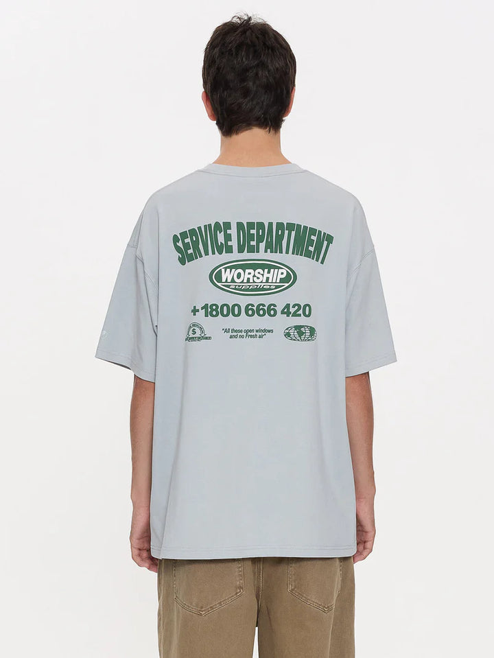 Worship Supplies Department Oversize Cropped Tee-Lunar Grey