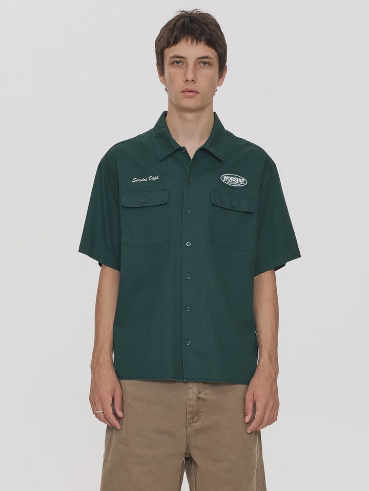 Worship Supplies Department Short Sleeve Workshirt-Hunter Green