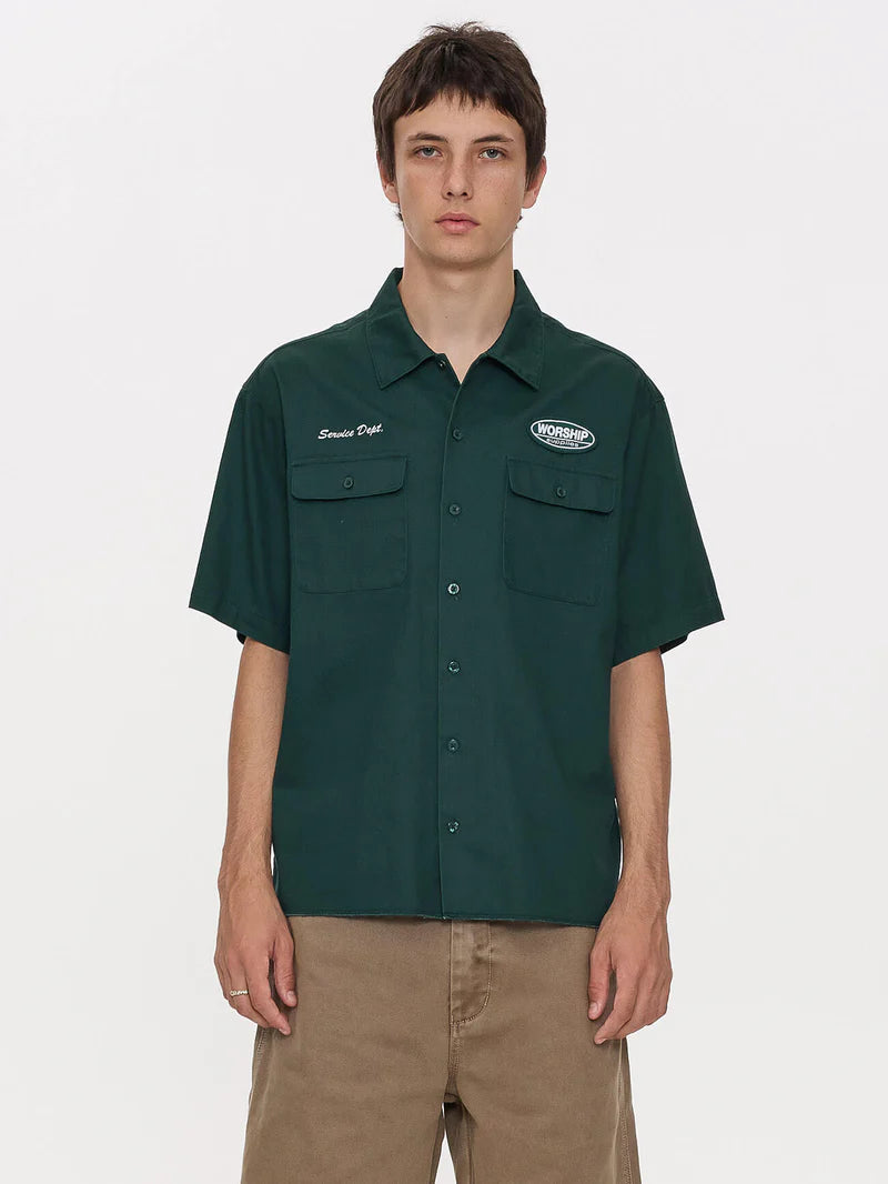 Worship Supplies Department Short Sleeve Workshirt-Hunter Green