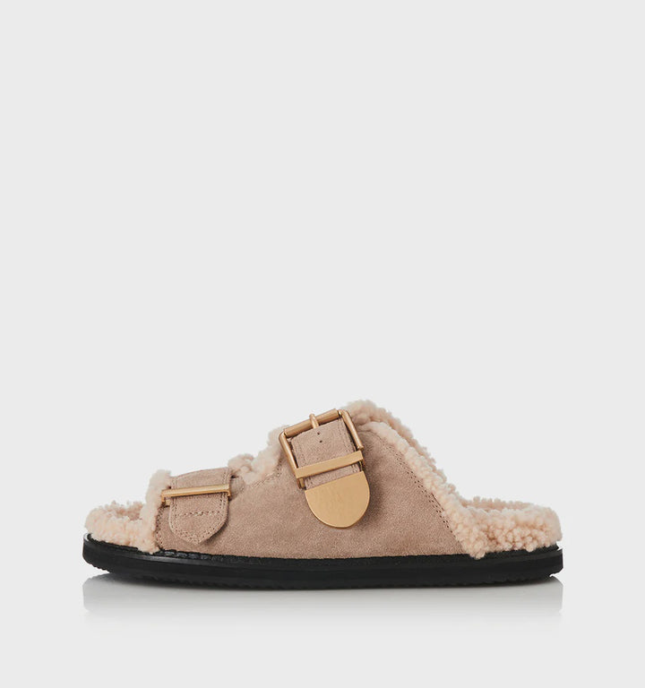 Alias Mae Panama Slide - Natural Suede/Shearling