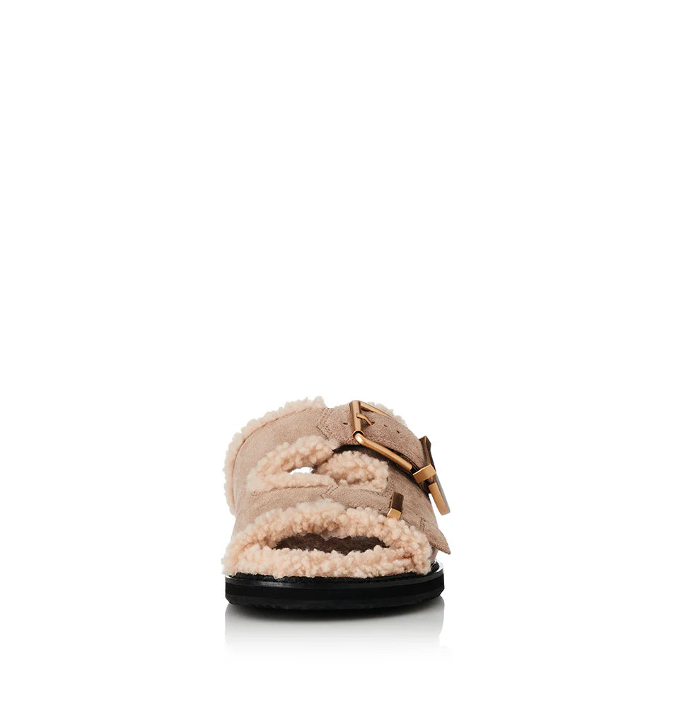 Alias Mae Panama Slide - Natural Suede/Shearling