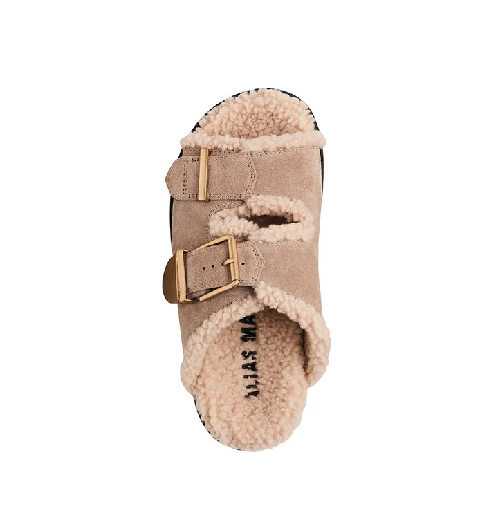 Alias Mae Panama Slide - Natural Suede/Shearling