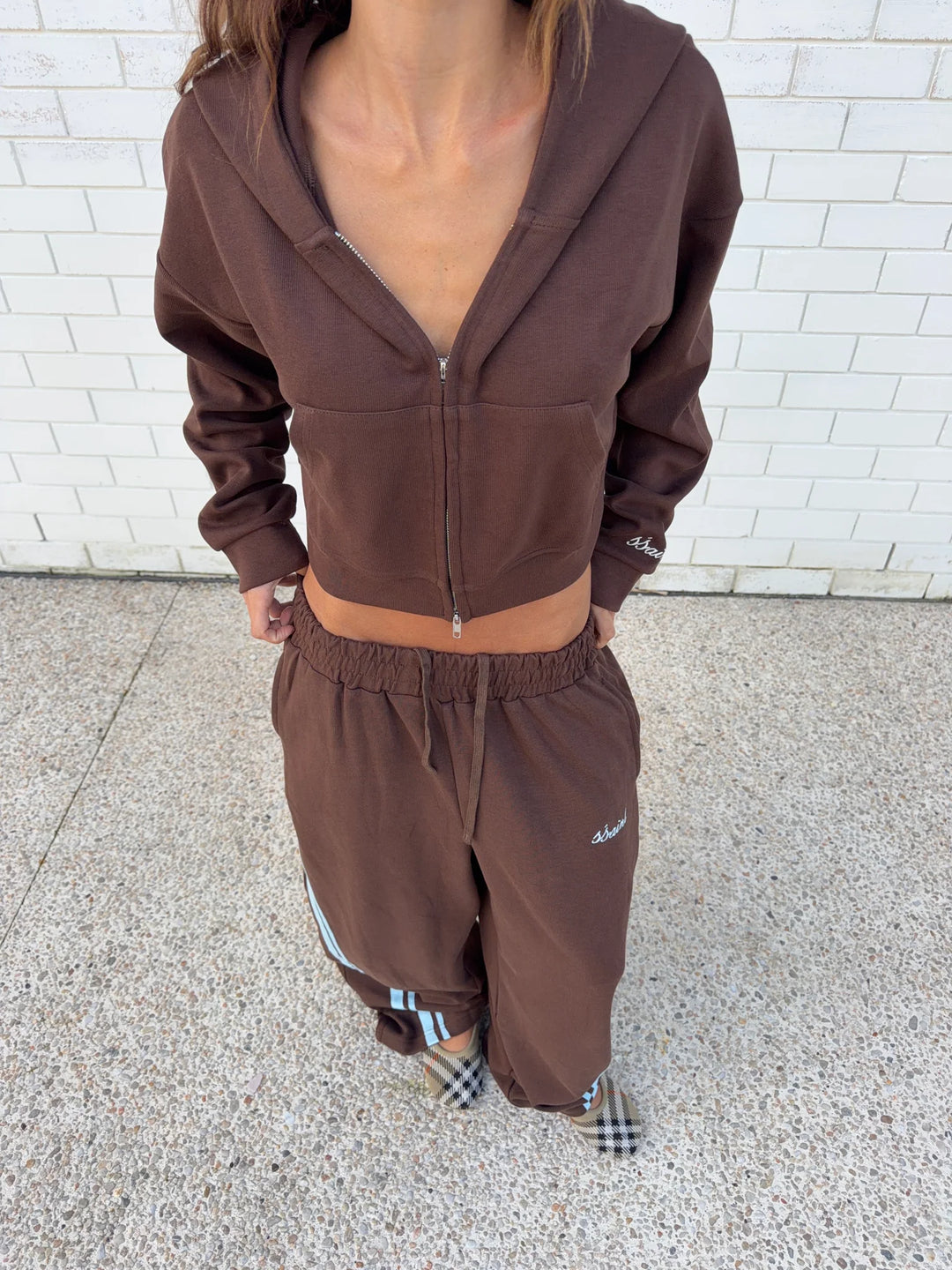 SSAINT Cropped Hoodie - Blue/Brown