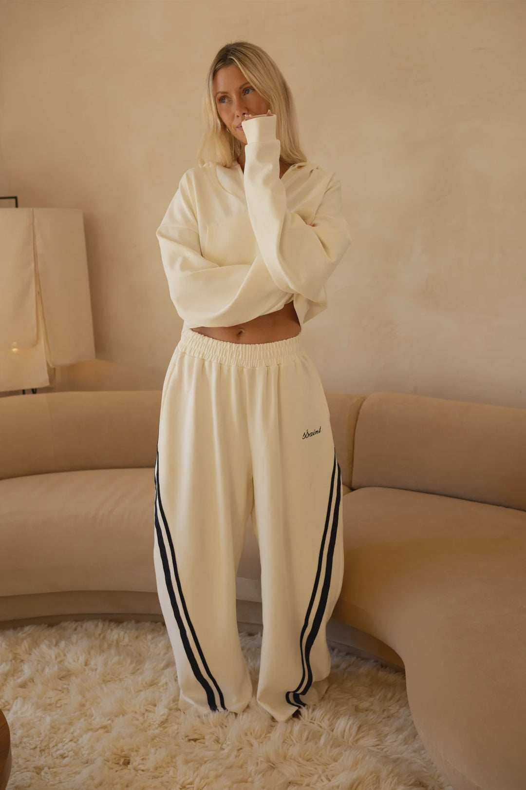 SSAINT Barrel Trackpant - Butter/Navy