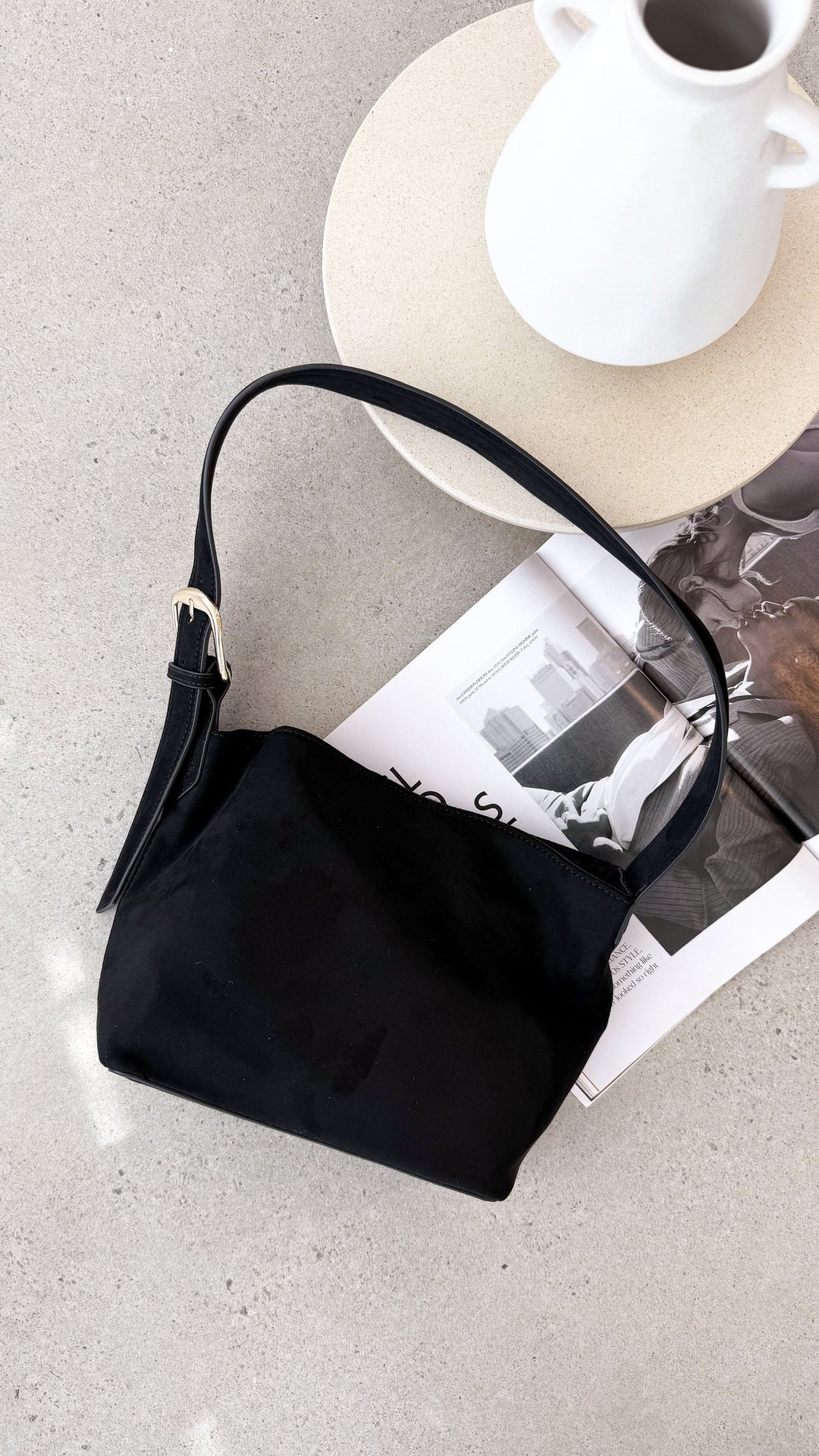 Billini Freya Shoulder Bag - Black Suede