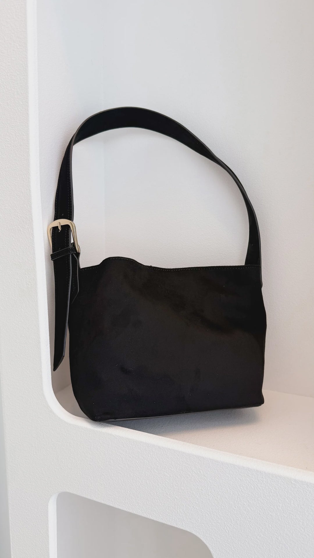 Billini Freya Shoulder Bag - Black Suede