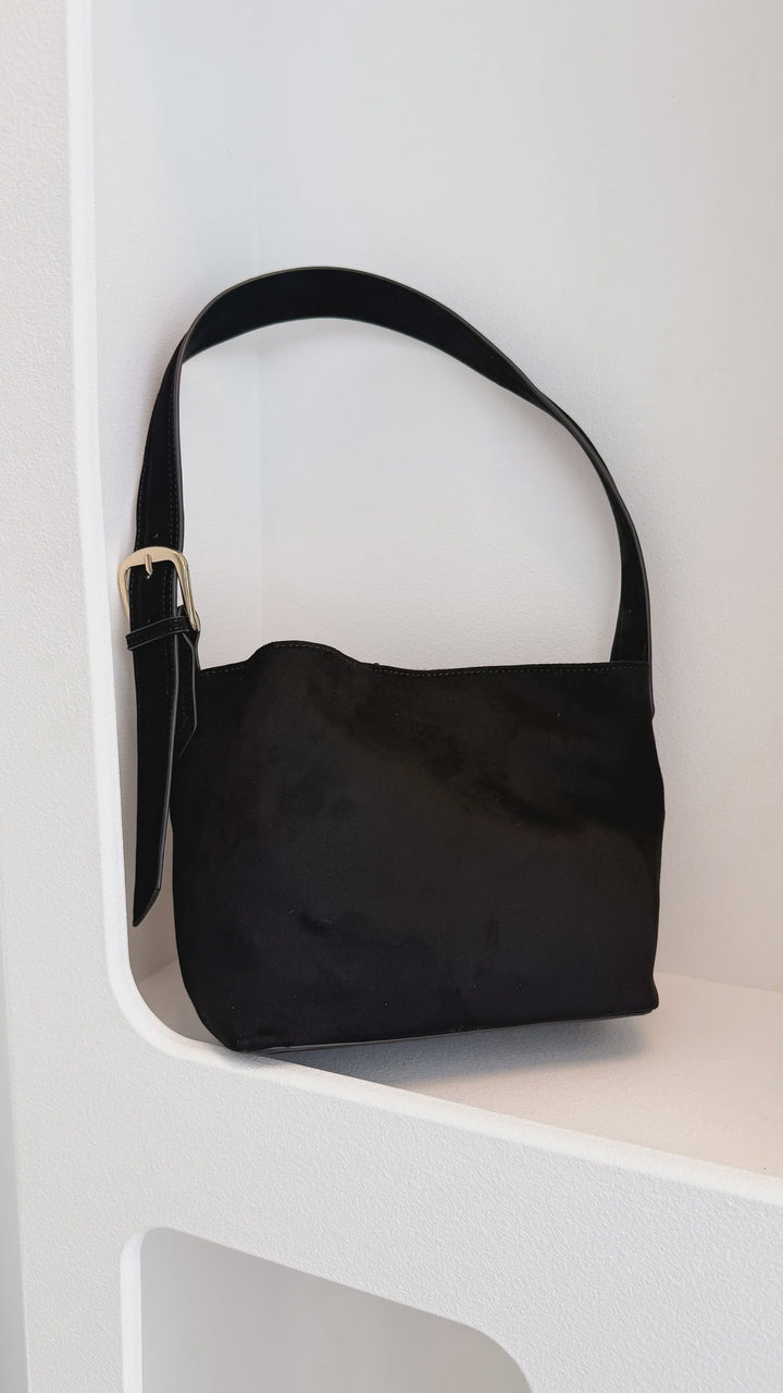 Billini Freya Shoulder Bag - Black Suede