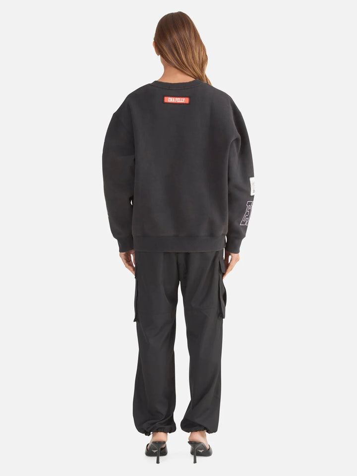 Ena Pelly EP Mix Oversized Sweater - Washed Black