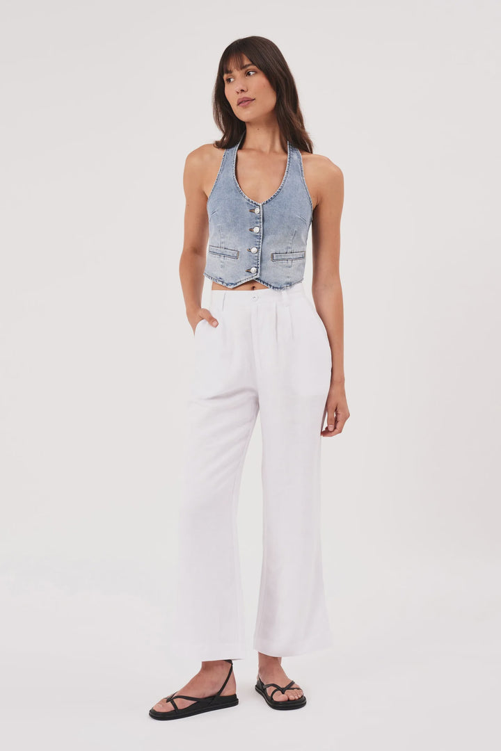 Rolla's Chloe Pleat Linen Pant - White