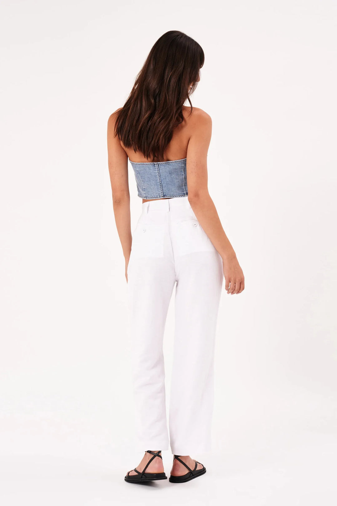 Rolla's Chloe Pleat Linen Pant - White