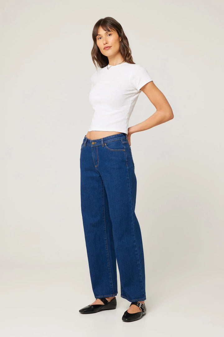 Rolla's Heidi Low Jean - Dark Stone - Dark Vintage Blue