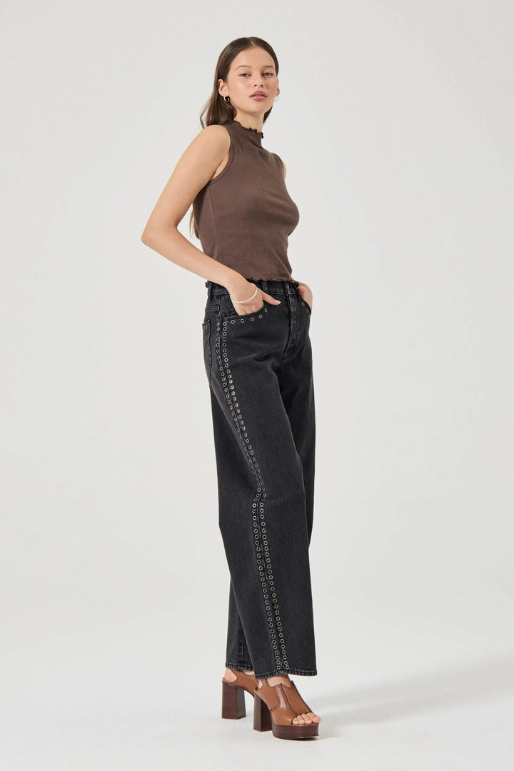 Rolla's Gigi Barrel Jean - Black Sand Eyelet