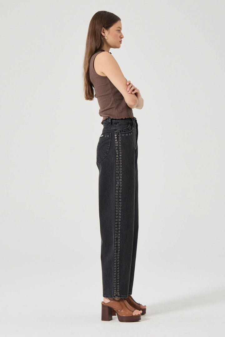 Rolla's Gigi Barrel Jean - Black Sand Eyelet
