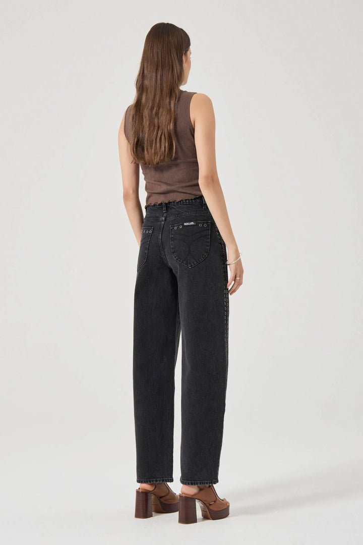Rolla's Gigi Barrel Jean - Black Sand Eyelet