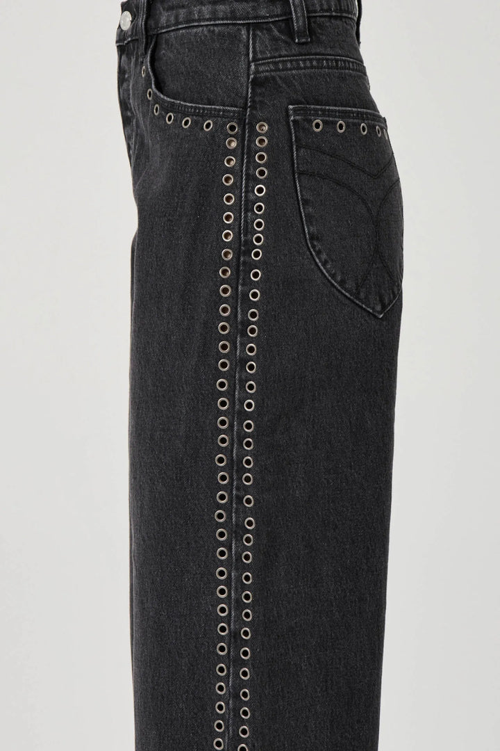 Rolla's Gigi Barrel Jean - Black Sand Eyelet