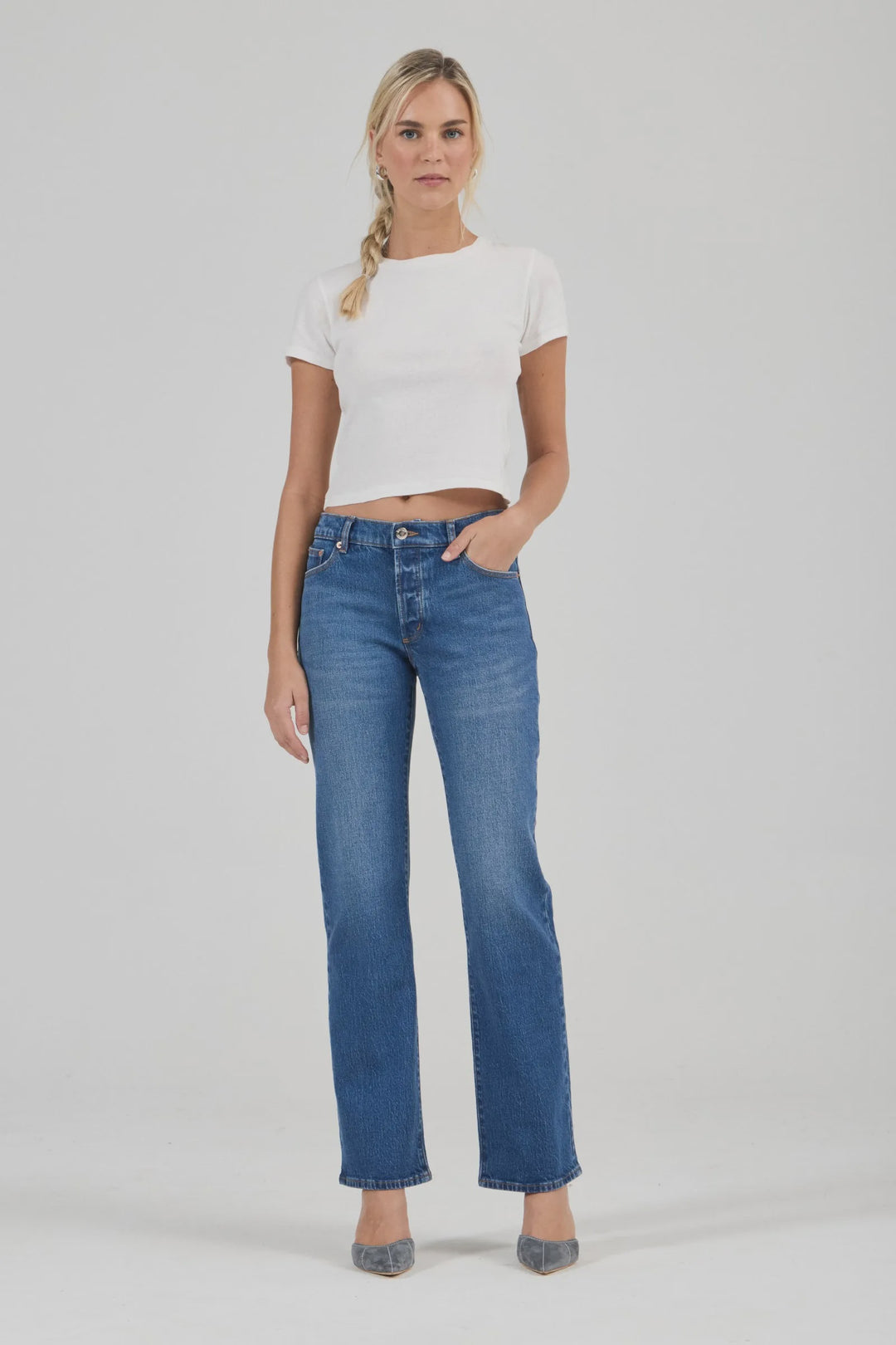 Rollas Meg Straight Denim Jean - Reign