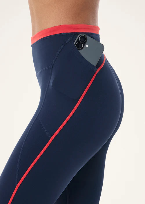 P.E Nation Rapid Full Length Legging - Dark Navy/Collegiate Red
