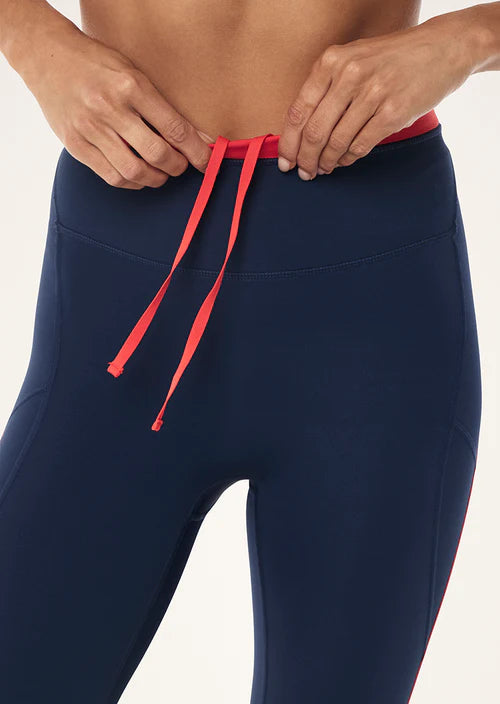 P.E Nation Rapid Full Length Legging - Dark Navy/Collegiate Red