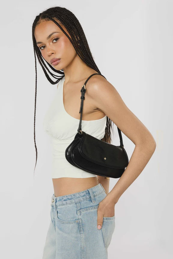 Peta + Jain Razer Flap Shoulder Bag - Black PU Gold