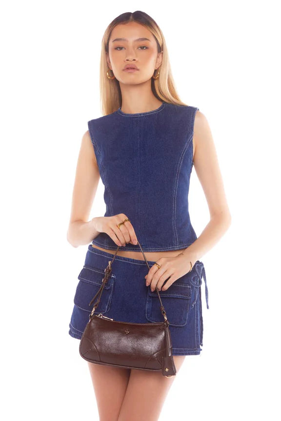 Peta + Jain Regina Shoulder Bag - Choc Crinkle/Gold