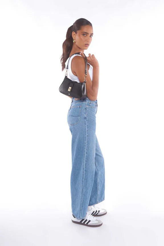 Peta + Jain Ripley Turnlock Shoulder Bag - Black PU/Gold